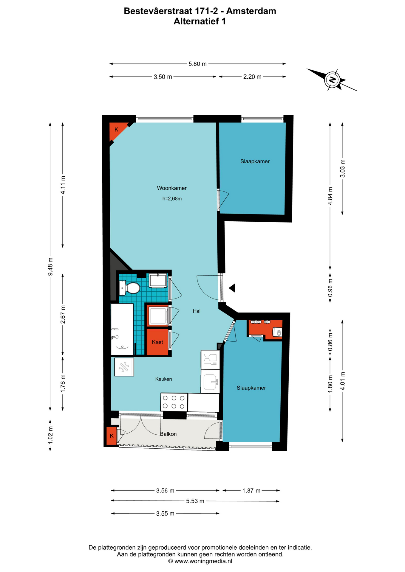 Plattegrond 2 van 3, Bestevâerstraat 171-2