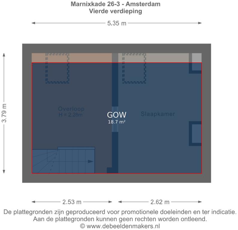 Plattegrond 6 van 9, Marnixkade 26-3