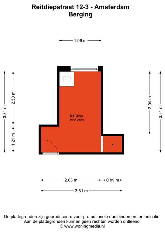 Plattegrond 2 van 2, Reitdiepstraat 12-3